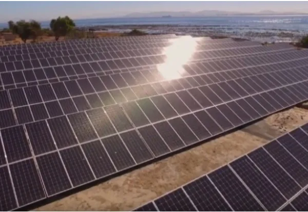 Panneau solaire photovoltaïque et système de batterie à Robben Island, Afrique du Sud